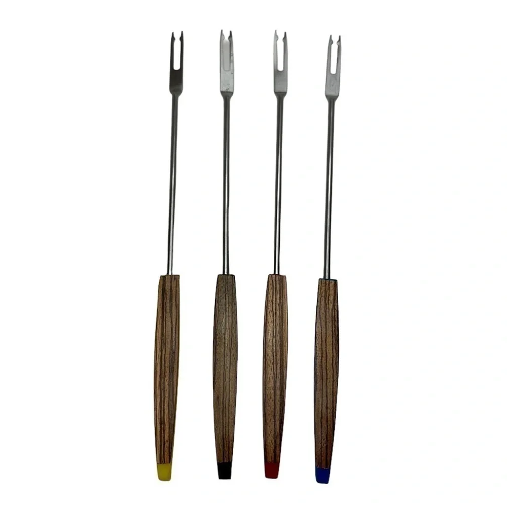 Vintage Stainless Steel Made in Japan Fondue Forks Skewers Colorful Handle MCM